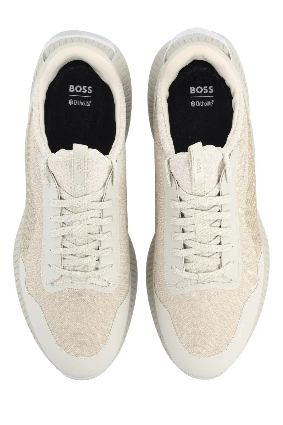 Cream-colored hugo boss ttnm evo sneaker beige with ortholite cushioned sole mesh and synthetic upper with white laces