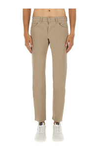 Beige slim fit chino trousers with classic five-pocket design made of twill fabric from BOSS men’s collection