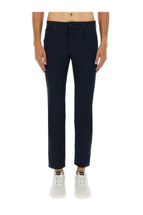 BOSS men’s twill pants blue slim-fit dark navy trousers with a clean tailored design and subtle stitching details