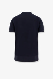 Navy blue short-sleeved BOSS men’s polo shirt made of virgin wool for premium casual wear