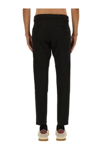 Black tailored boss men’s water repellent regular fit trousers with sleek straight leg and subtle stitching details