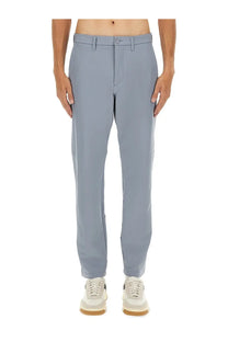 Light blue tailored trousers with modern cut and subtle creases by BOSS men’s water repellent regular fit pants gray