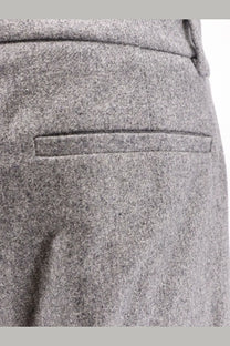 BOSS women’s melange wool blend grey trousers with subtle textured weave and neatly stitched front pocket