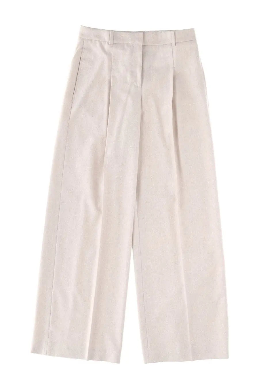 BOSS women’s cream-colored wide-leg pants Tiana with tailored pleated front and clean structured seams