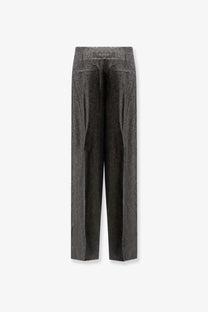 BOSS women’s Telda dark gray textured trousers with subtle pattern tailored fit viscose and virgin wool material