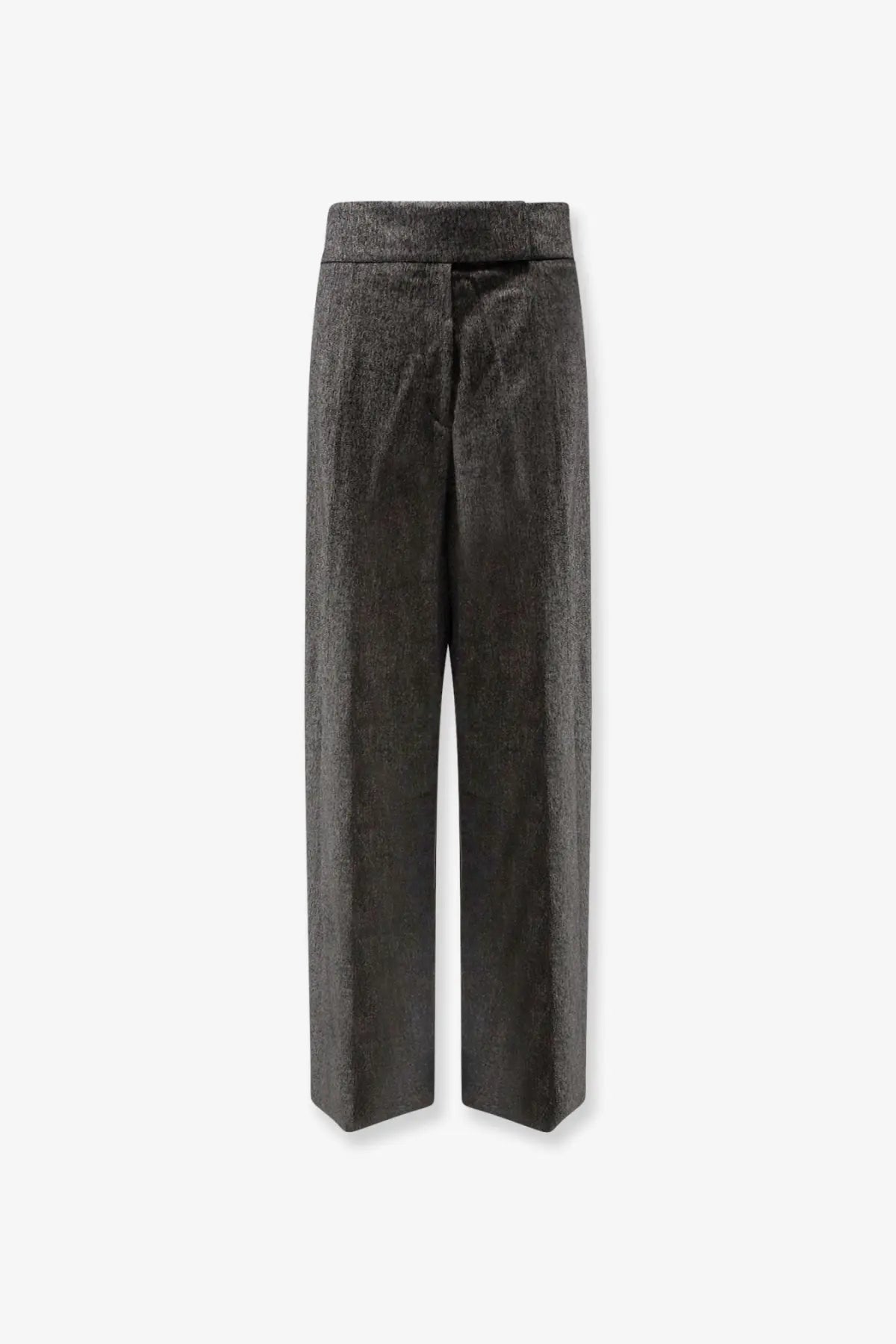 BOSS women’s Telda grey wide-leg trousers with high waist made of viscose and virgin wool with subtle sheen