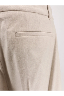 BOSS women’s Tiana recycled wool blend trousers in beige with subtle woven pattern and single welt pocket back view