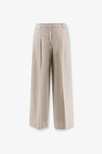 BOSS women’s white tailored wide-leg trousers with subtle front pleats made from recycled wool blend