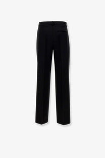 BOSS women’s virgin wool black tailored trousers with a sleek straight-leg cut and subtle waist pleats