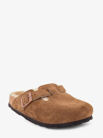 Birkenstock Unisex Boston VL Shearling Suede Clog Darktea, view 2