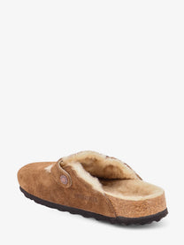 Birkenstock Unisex Boston VL Shearling Suede Clog Darktea, view 3