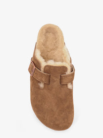 Birkenstock Unisex Boston VL Shearling Suede Clog Darktea, view 5
