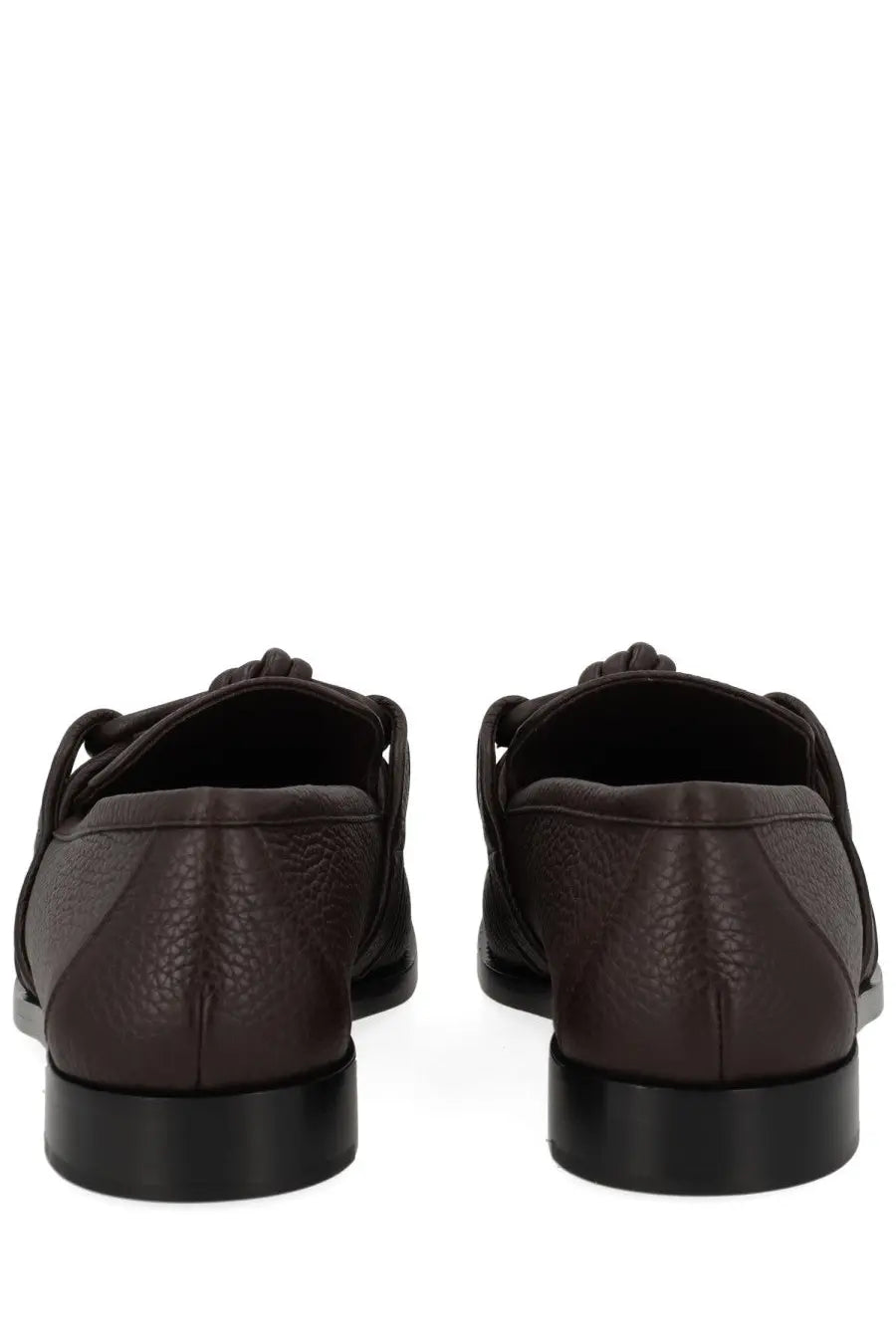 Bottega Veneta men’s astaire loafer brown dark brown leather with textured surface and black rubber soles