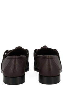 Bottega Veneta men’s astaire loafer brown dark brown leather with textured surface and black rubber soles