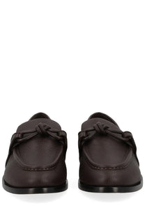 Bottega Veneta men’s Astaire loafer brown dark brown leather with knotted strap detail and black rubber soles