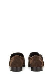 Bottega Veneta men’s Astaire loafer brown suede with black rubber soles for stylish casual wear
