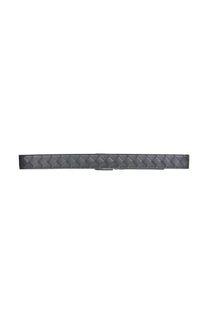 Bottega veneta men’s cintura reversibile black leather belt with woven diamond pattern and minimalist buckle