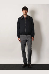 Bottega Veneta men’s cotton sweater in black with a dark gray zip-up collar for casual wear