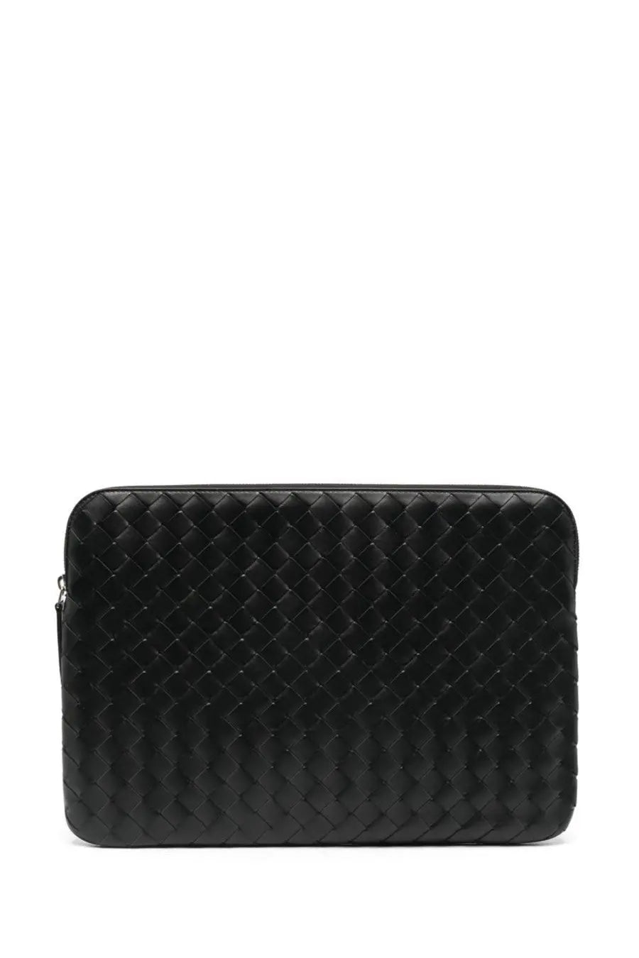 Bottega veneta men’s document holder getaway black woven leather laptop sleeve with distinctive interlaced pattern