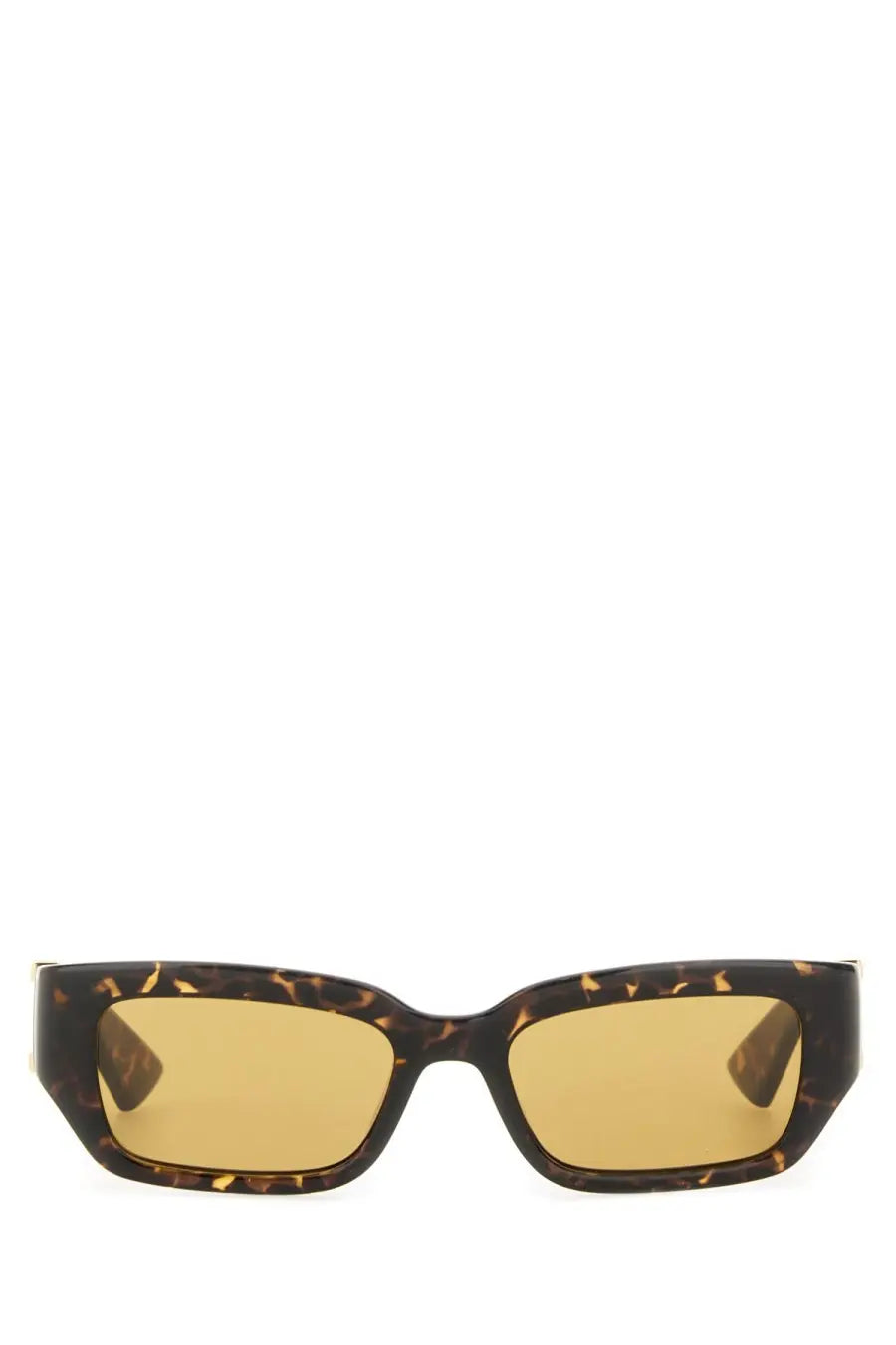 Bottega Veneta unisex rectangular sunglasses with tortoiseshell frames and amber-tinted lenses dash brown