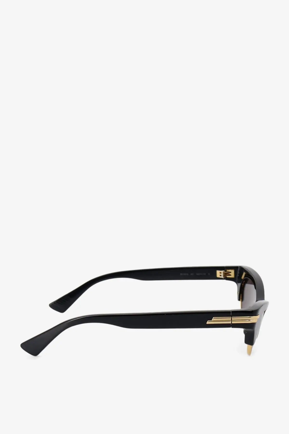 Bottega veneta women’s angle acetate sunglasses in black with gold tone metal accents and a sleek modern design