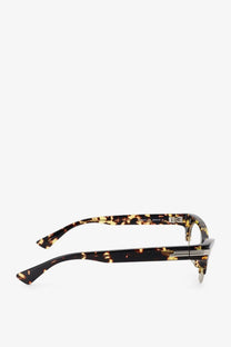 Bottega veneta women’s angle acetate sunglasses in brown tortoiseshell with metallic accents and modern design