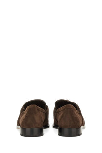 Bottega Veneta women’s Astaire loafer in brown suede with black rubber soles for stylish comfort