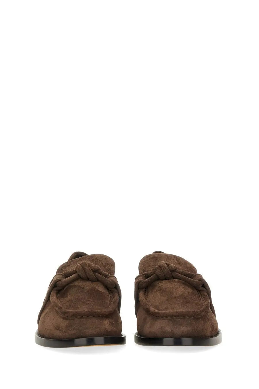Bottega Veneta women’s Astaire loafer brown suede with knotted detail at the front for stylish comfort