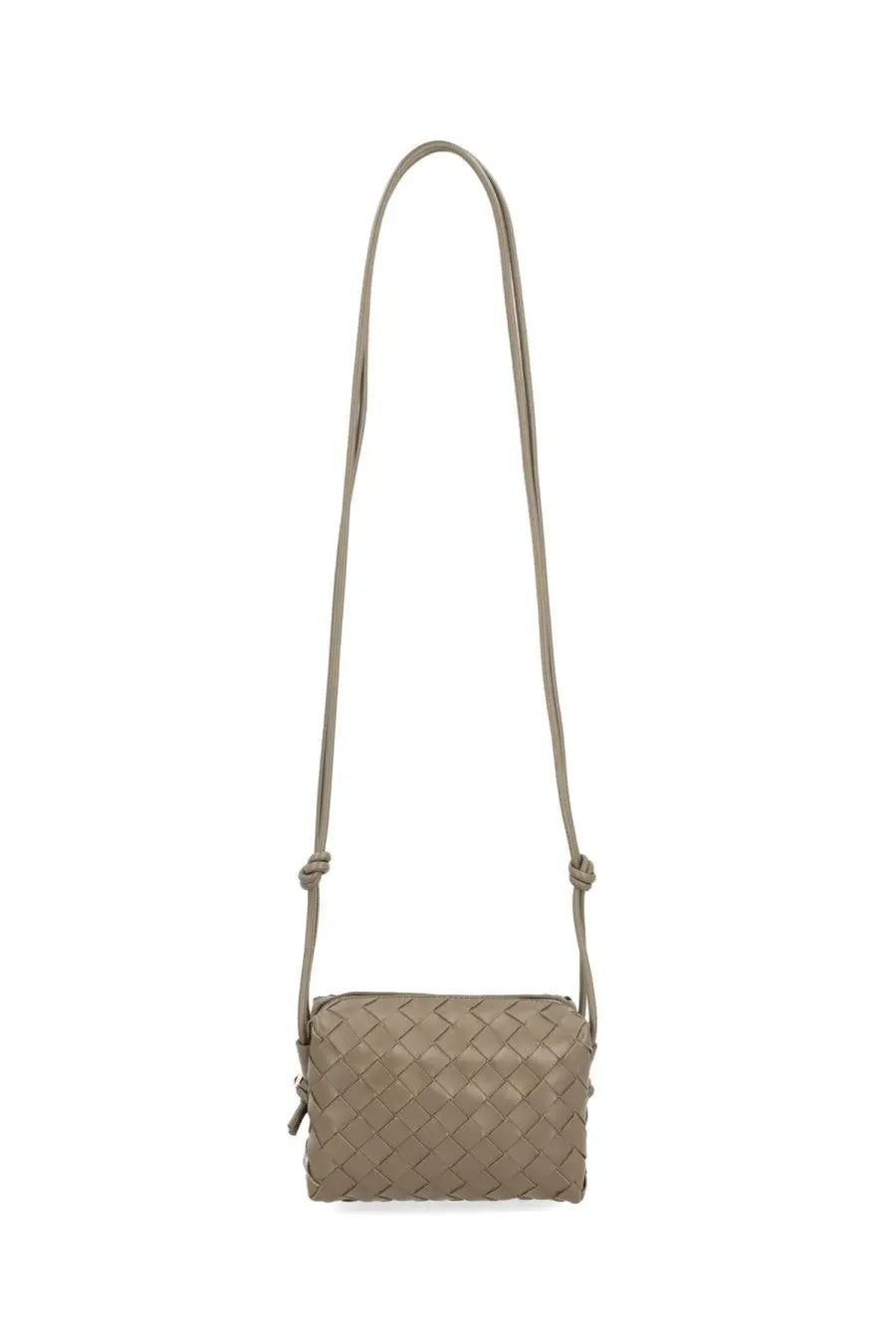 Bottega Veneta women’s camera bag loop mini beige taupe woven leather crossbody with long adjustable strap