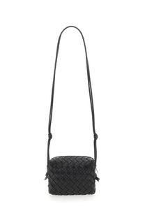 Bottega veneta women’s camera bag loop mini black woven leather crossbody bag with sleek rectangular shape and adjustable strap