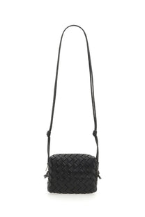 Bottega Veneta women’s camera bag loop mini black black woven leather crossbody bag with long adjustable strap
