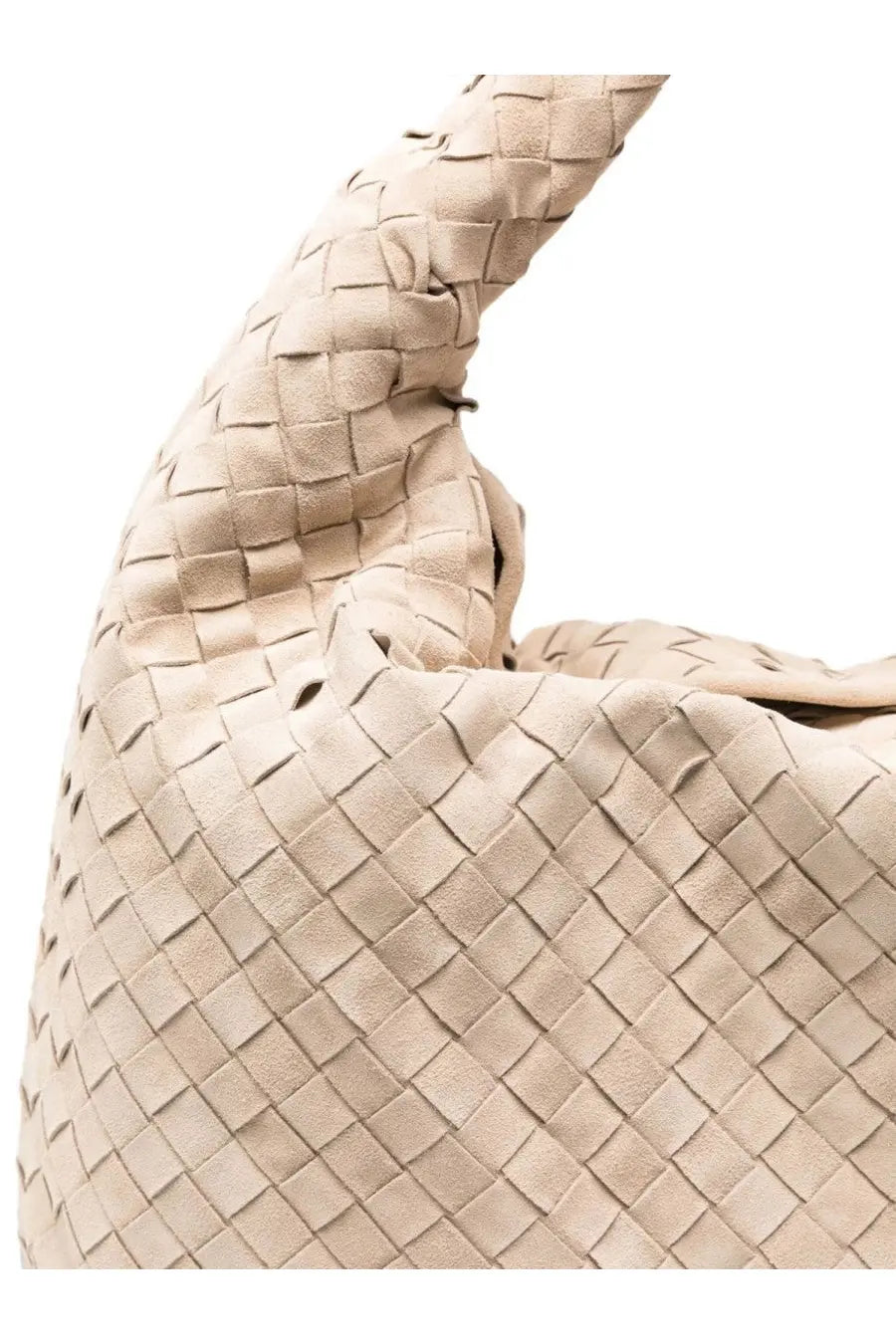 Bottega Veneta women’s large hop bag beige woven leather handbag with distinctive interlaced pattern