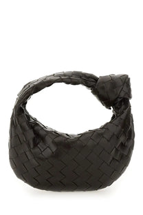 Bottega Veneta women’s mini Jodie bag in brown woven leather with a distinctive knot handle