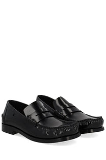 Bottega Veneta women’s moccasins Truman black black patent leather penny loafers with glossy finish and stitched detailing