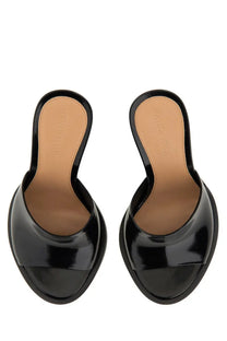 Bottega Veneta women’s mule cha cha black patent leather mules with glossy finish and low heel