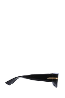 Bottega Veneta women’s rectangular sunglasses with black glossy acetate frame and gold-tone metal accent multicolor