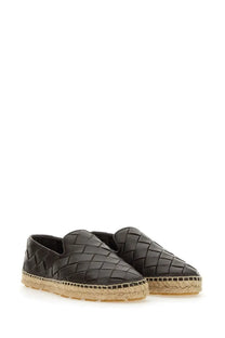 Bottega Veneta women’s Sawyer sneaker brown leather espadrilles with woven texture and natural fiber soles