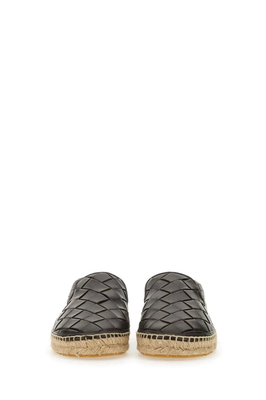 Bottega Veneta women’s Sawyer sneaker brown woven leather espadrille slip-ons with natural jute sole