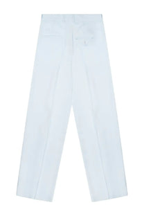White tailored trousers with clean minimalist design and subtle creases from bottega veneta silk blend pants blue