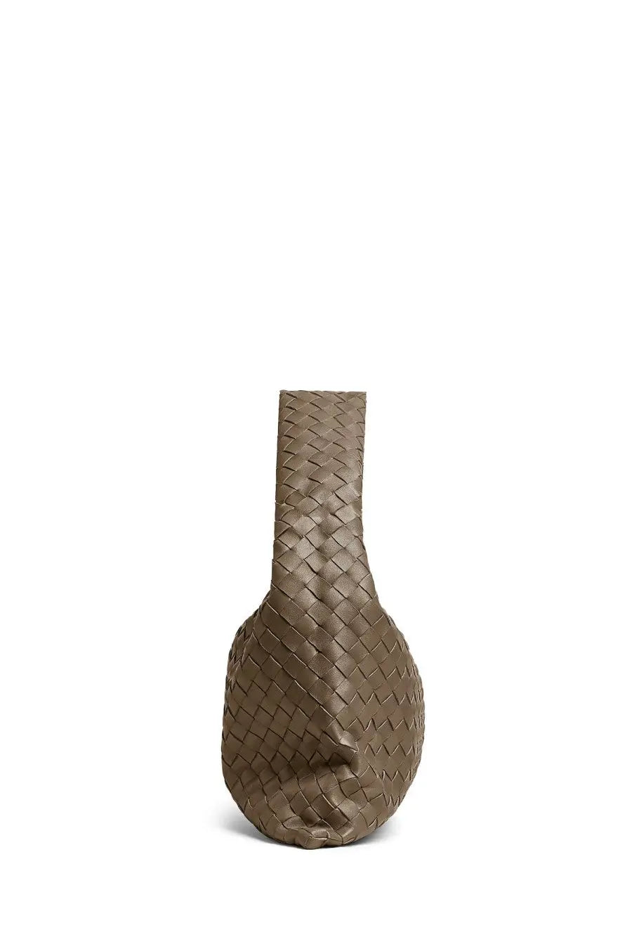 Bottega Veneta women’s small hop bag beige taupe leather with intricate weave and twisted handle in sleek silhouette