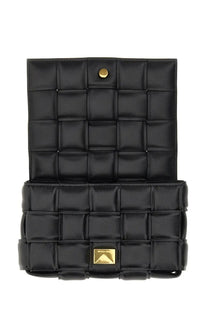 Bottega Veneta women’s small padded cassette bag black black quilted leather crossbody with gold-tone hardware and woven texture