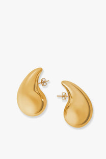 Bottega veneta women’s yellow sterling silver teardrop stud earrings with smooth polished metallic finish
