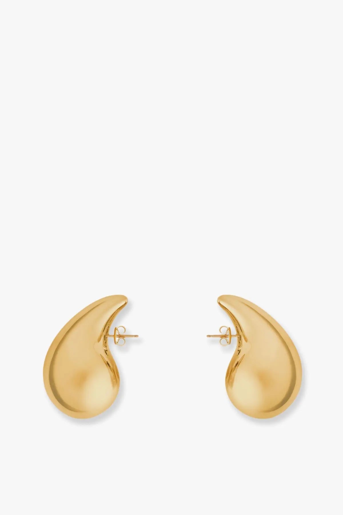 Gold-toned teardrop-shaped sterling silver stud earrings with smooth polished finish by bottega veneta women