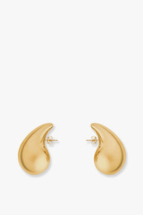 Gold-toned teardrop-shaped sterling silver stud earrings with smooth polished finish by bottega veneta women