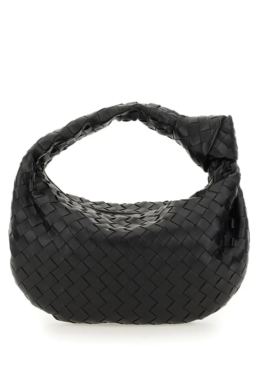 Bottega veneta women’s teen jodie bag black woven leather handbag with distinctive knot handle