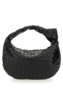 Bottega veneta women’s teen jodie bag black woven leather handbag with distinctive knot handle