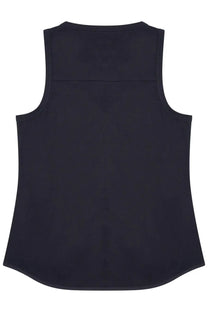 Bottega Veneta women’s black sleeveless top with smooth fitted silhouette and subtle seam detailing