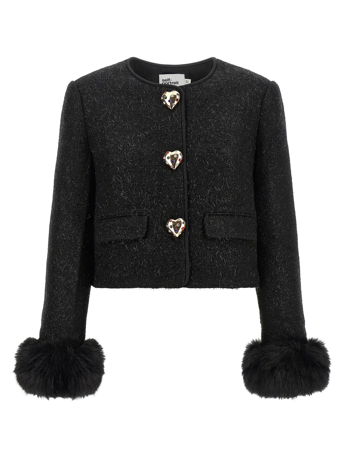 self-portrait Women's Cropped Wool Blend Blazer Black