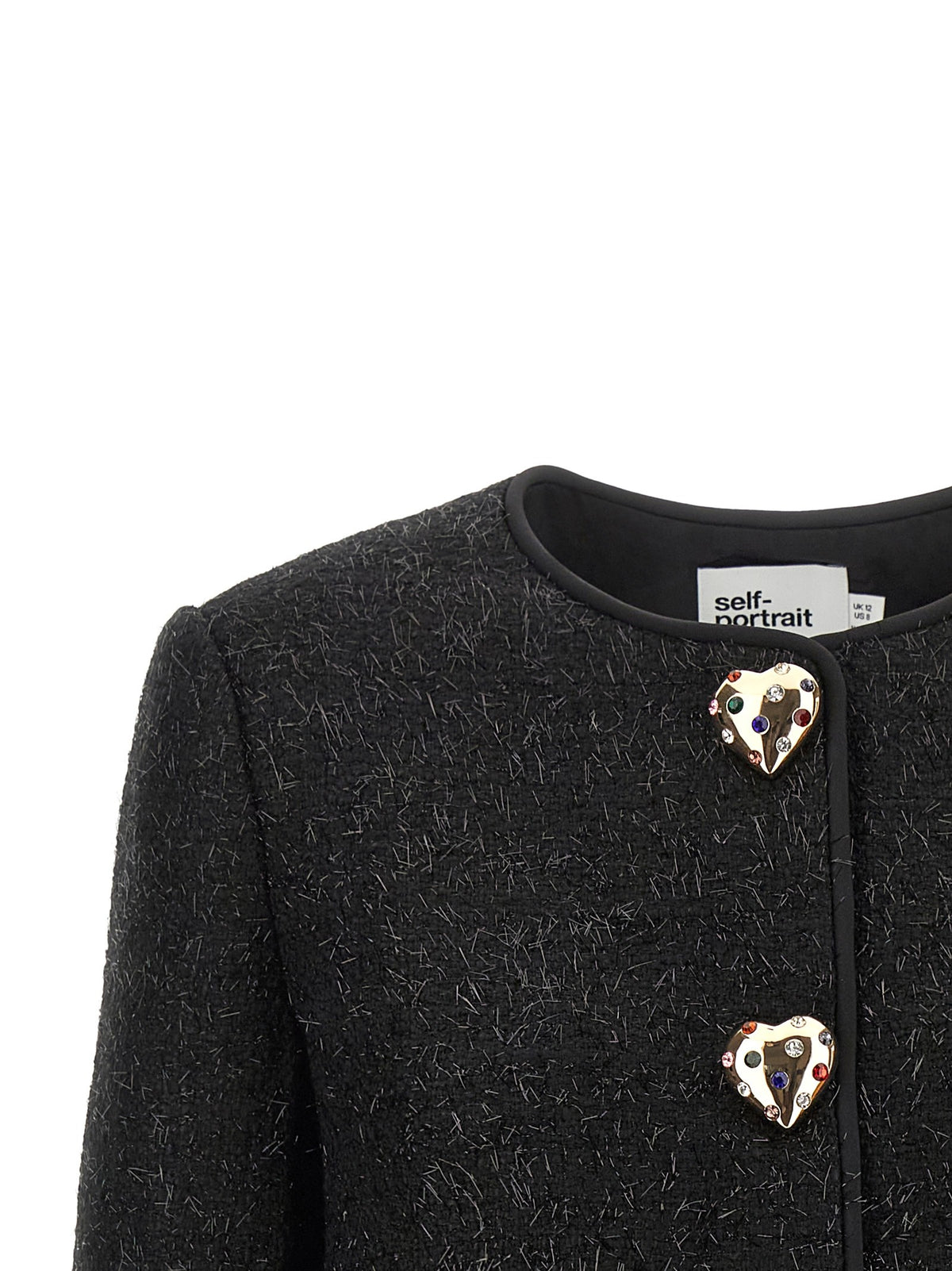 self-portrait Women's Cropped Wool Blend Blazer Black