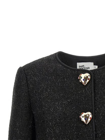 self-portrait Women's Cropped Wool Blend Blazer Black